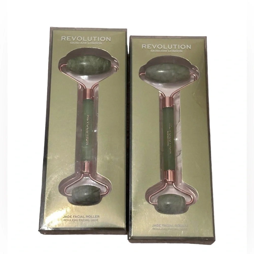 Revolution Skincare London Jade Facial Roller Anti Puffing X2 NEW
